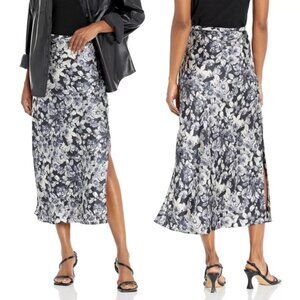 Cinq à Sept 'Photo Real Adis' Floral-Print Silk Midi-Skirt, Slate Multi